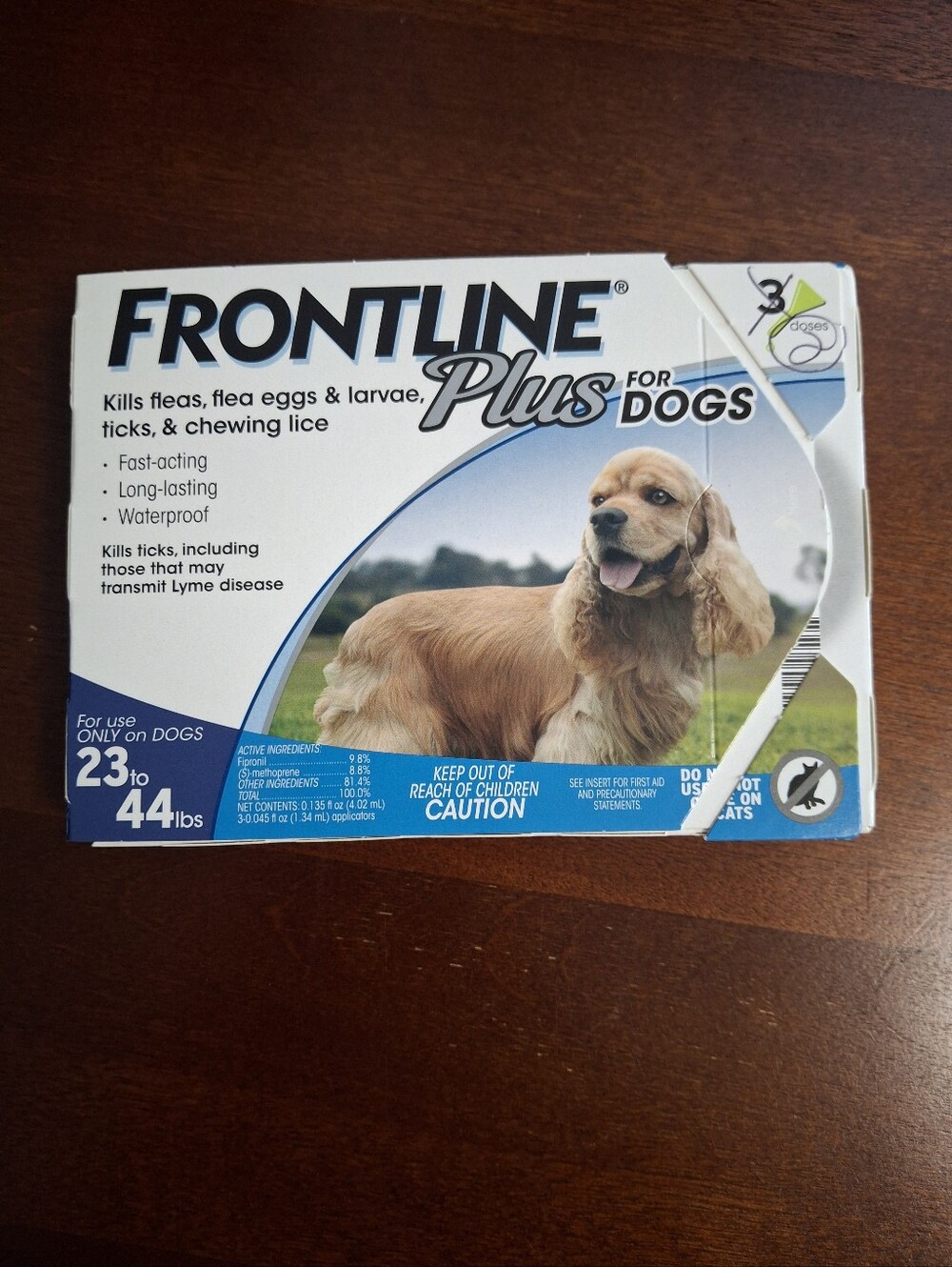 Frontline Plus for Dogs 23 lbs to 44 lbs ** 2 DOSES** NEW OPEN BOX